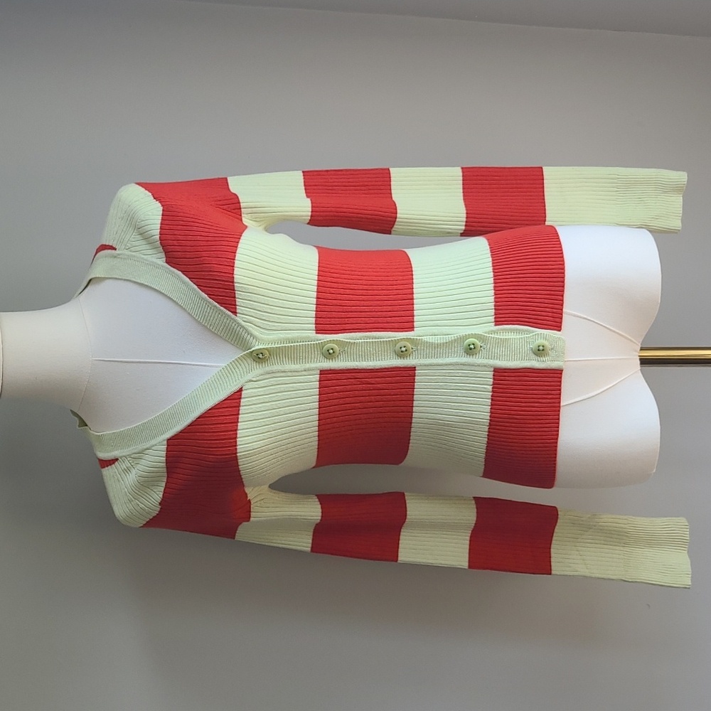 Maeve By Anthropologie Red and Green Striped Cardigan size S